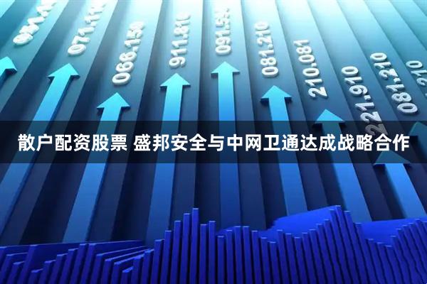 散户配资股票 盛邦安全与中网卫通达成战略合作